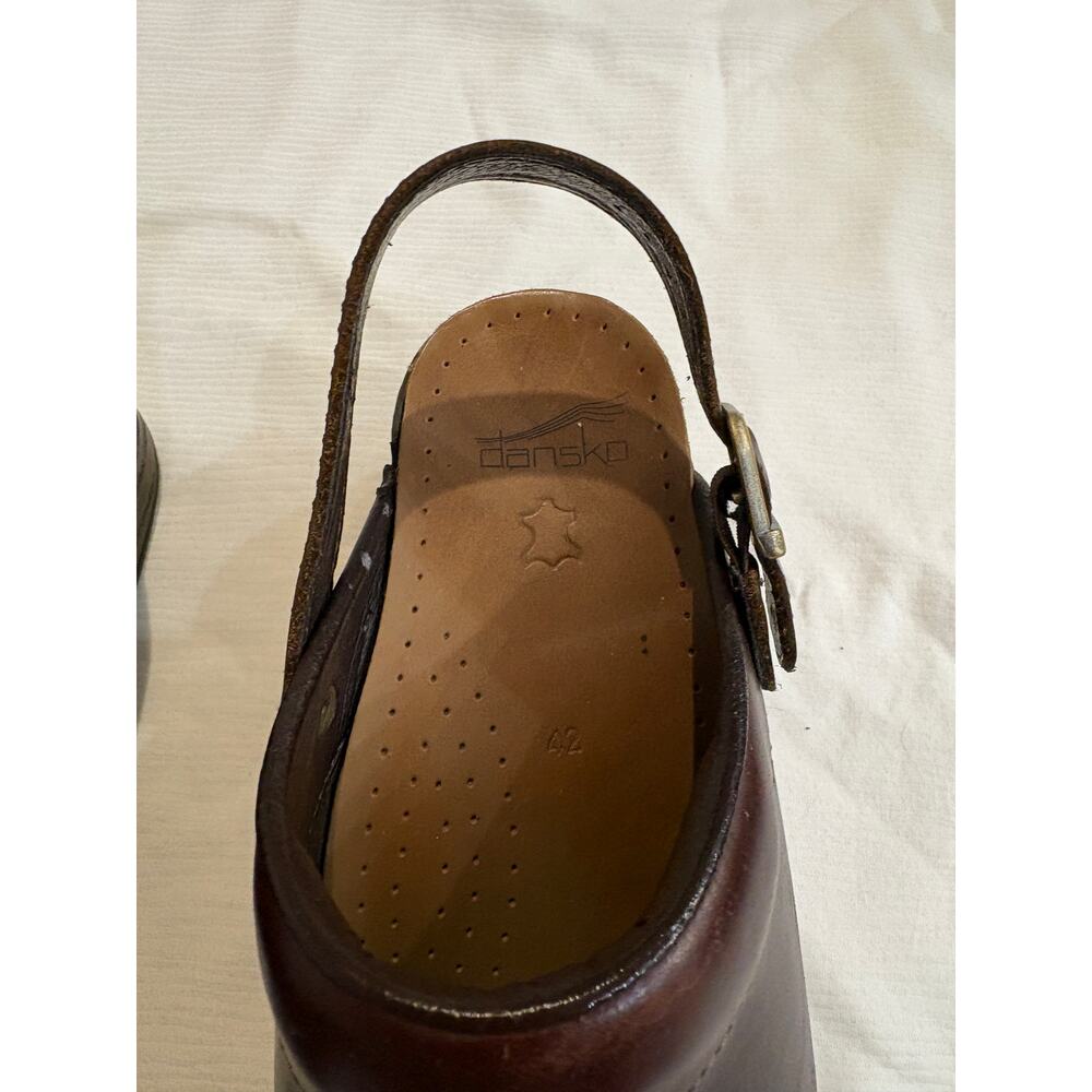 Dansko Leather Clogs Slip On Brown Womens 42 US 11-12 Adjustable Back Strap - Picture 5 of 14